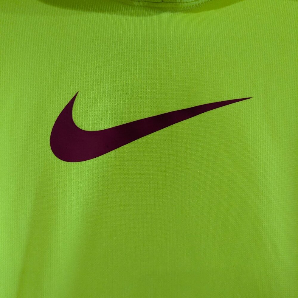 Nike Kids Pullover Hoodie Size Medium, Neon Green, Pink Swoosh, Therma-Fit - Picture 4 of 16